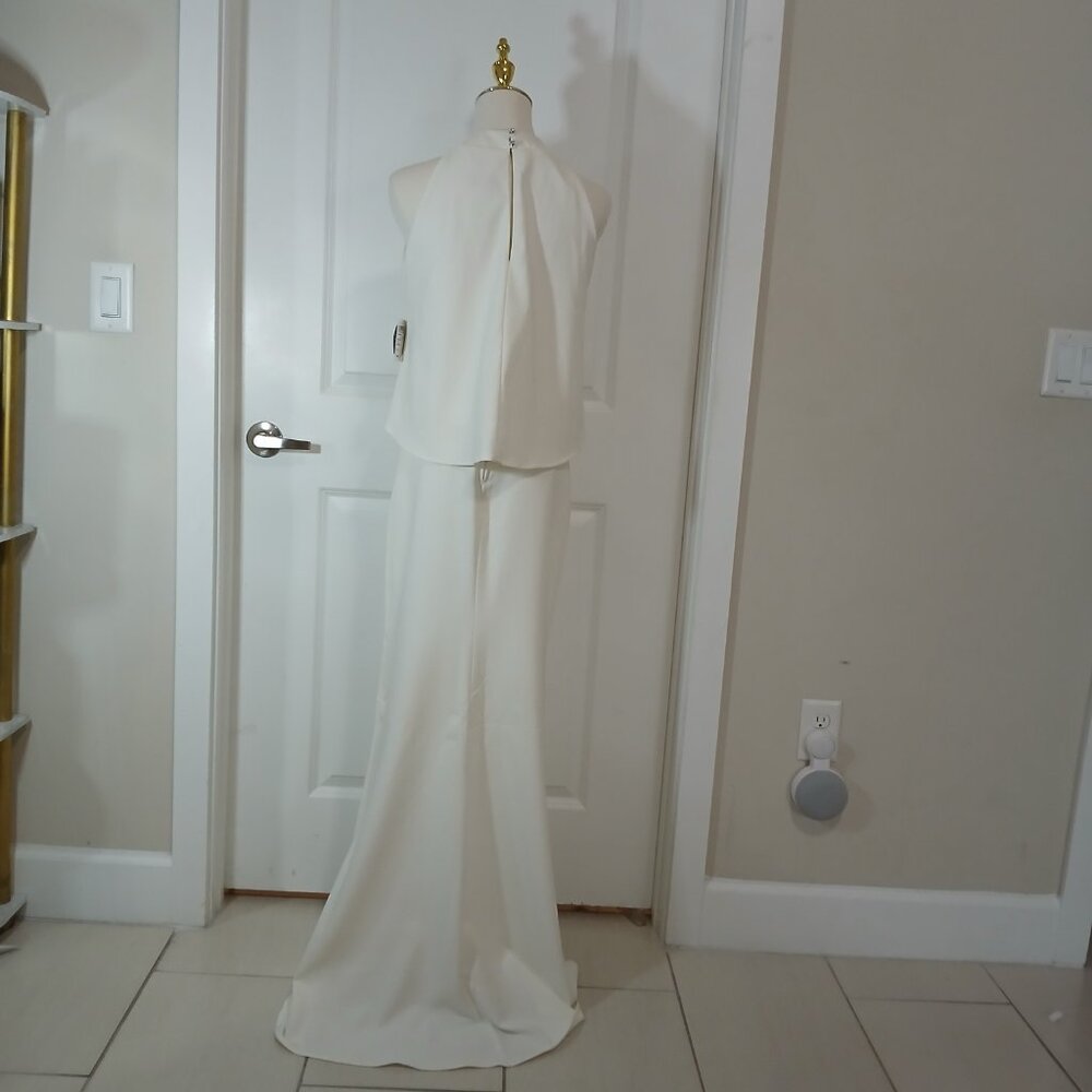 NWT Windsor Halter Maxi Dress Women's Small Cream Formal Evening Gown - Picture 4 of 6